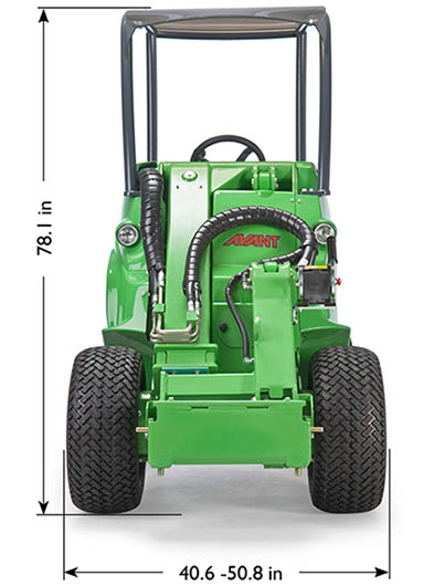 Alternative for skid steer, Avant 528 loader dimensions front